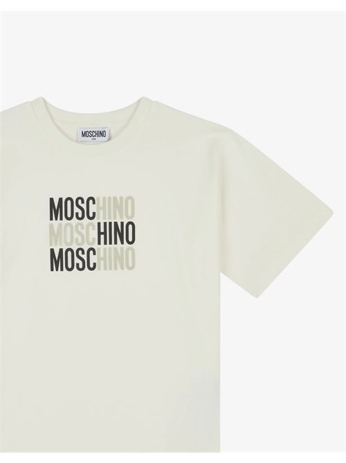 Maxi t-shirt in jersey di cotone stampata MOSCHINO KIDS | H5M05G-LAA23//10063